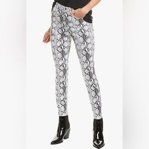 Frame Denim Ali High Rise Skinny Cigarette Jeans White Grey Snakeskin Size 26